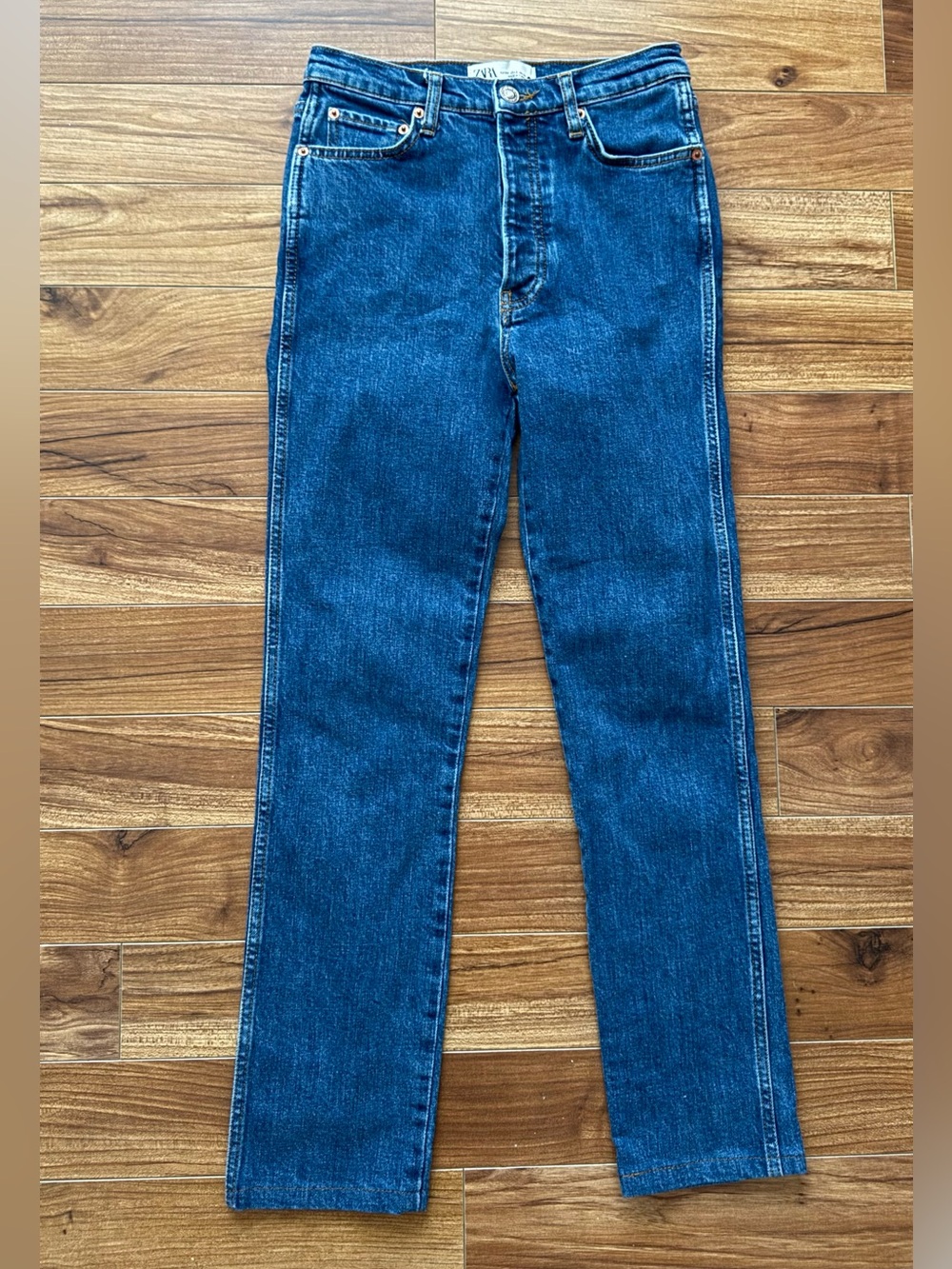 Zara High-Waisted Button-Fly Slim Full-Length Jeans Size 2 / EUR 34